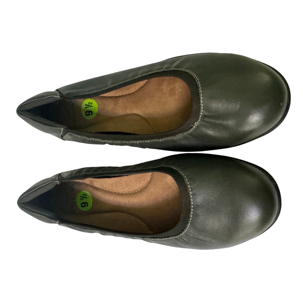 Earth Origins Womens Olive Green Leather Ballet Flats Comfort Slip On Shoes 9.5 - Picture 2 of 7